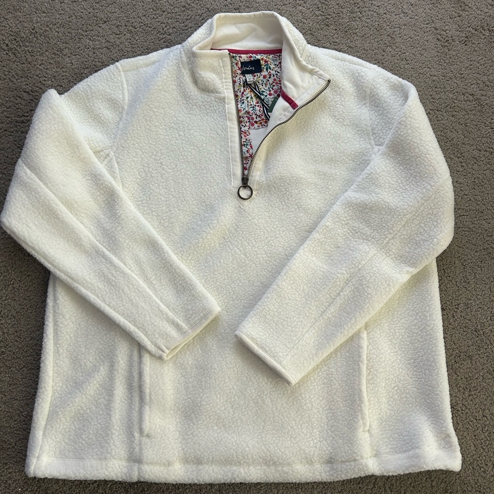 Joules 1/4 Zip Fleece Stoney Cream Size‎ 12 Sherpa Teddy Pullover NWT